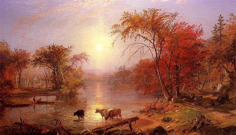 Albert Bierstadt Indian Summer on the Hudson River oil painting picture